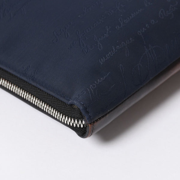 Berluti ベルルッティ クラッチバッグ セカンドバッグ ニノGM ブラウン ネイビー シルバー金具 美品 中古 4a006881
