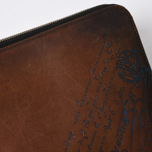 Berluti ベルルッティ クラッチバッグ セカンドバッグ ニノGM ブラウン ネイビー シルバー金具 美品 中古 4a006881