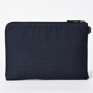 Berluti ベルルッティ クラッチバッグ セカンドバッグ ニノGM ブラウン ネイビー シルバー金具 美品 中古 4a006881