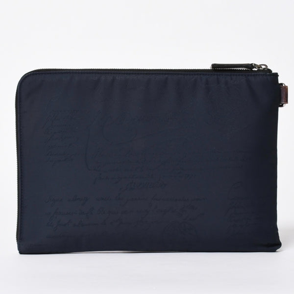 Berluti ベルルッティ クラッチバッグ セカンドバッグ ニノGM ブラウン ネイビー シルバー金具 美品 中古 4a006881