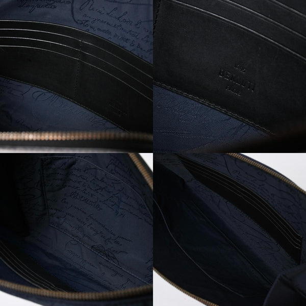 Berluti ベルルッティ クラッチバッグ セカンドバッグ ニノGM ブラウン ネイビー シルバー金具 美品 中古 4a006881