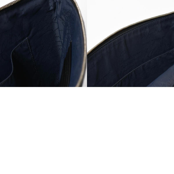 Berluti ベルルッティ クラッチバッグ セカンドバッグ ニノGM ブラウン ネイビー シルバー金具 美品 中古 4a006881