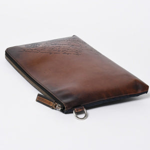 Berluti ベルルッティ クラッチバッグ セカンドバッグ ニノGM ブラウン ネイビー シルバー金具 美品 中古 4a006881