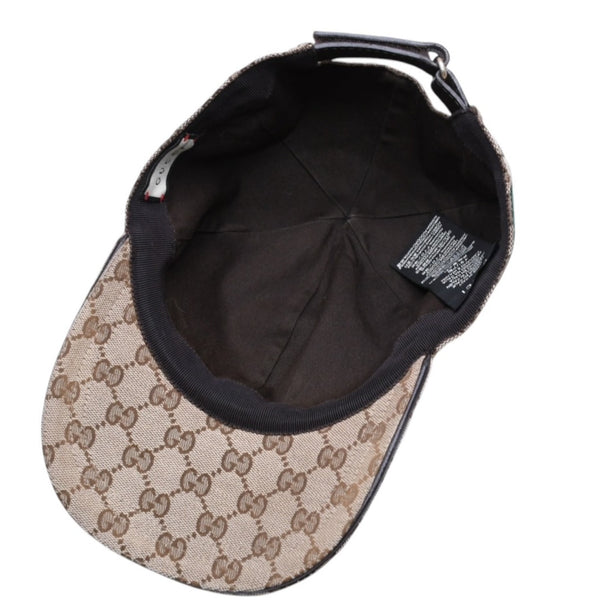 極美品 GUCCI グッチ GGキャンバス ベースボールキャップ 200035 シェリーライン サイズM ベージュ シルバー金具 中古 4a006884