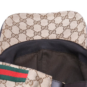 極美品 GUCCI グッチ GGキャンバス ベースボールキャップ 200035 シェリーライン サイズM ベージュ シルバー金具 中古 4a006884