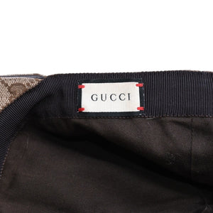 極美品 GUCCI グッチ GGキャンバス ベースボールキャップ 200035 シェリーライン サイズM ベージュ シルバー金具 中古 4a006884