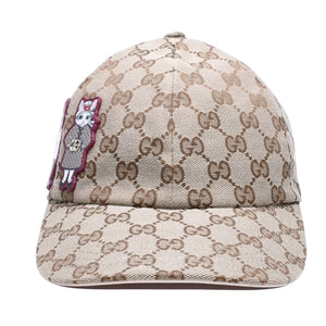 極美品 GUCCI グッチ GGキャンバス ベースボールキャップ 847862 Sサイズ ヒグチユウコ ボー&ポリス ベージュ ライトピンク 日本限定 中古 4a006880