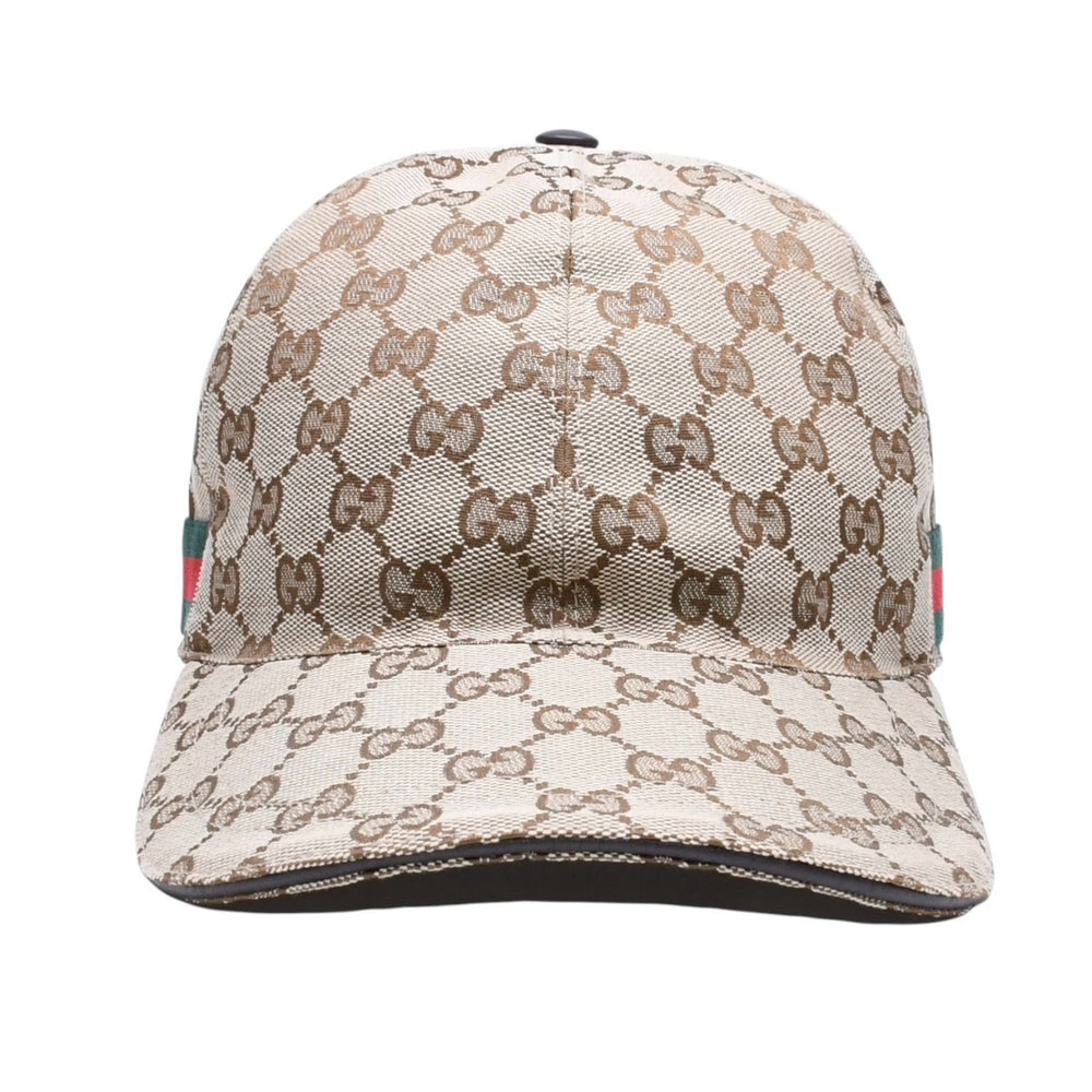 極美品 GUCCI グッチ GGキャンバス ベースボールキャップ 200035 シェリーライン サイズM ベージュ シルバー金具 中古 4a006884