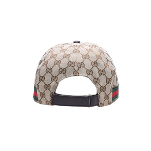 極美品 GUCCI グッチ GGキャンバス ベースボールキャップ 200035 シェリーライン サイズM ベージュ シルバー金具 中古 4a006884