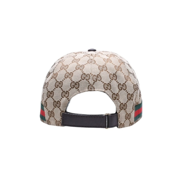 極美品 GUCCI グッチ GGキャンバス ベースボールキャップ 200035 シェリーライン サイズM ベージュ シルバー金具 中古 4a006884