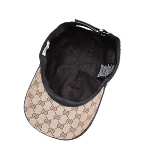 極美品 GUCCI グッチ GGキャンバス ベースボールキャップ 200035 シェリーライン サイズM ベージュ シルバー金具 中古 4a006884