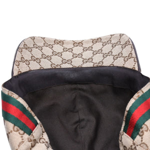 極美品 GUCCI グッチ GGキャンバス ベースボールキャップ 200035 シェリーライン サイズM ベージュ シルバー金具 中古 4a006884