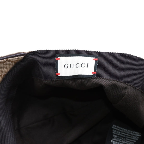 極美品 GUCCI グッチ GGキャンバス ベースボールキャップ 200035 シェリーライン サイズM ベージュ シルバー金具 中古 4a006884
