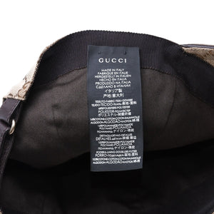極美品 GUCCI グッチ GGキャンバス ベースボールキャップ 200035 シェリーライン サイズM ベージュ シルバー金具 中古 4a006884