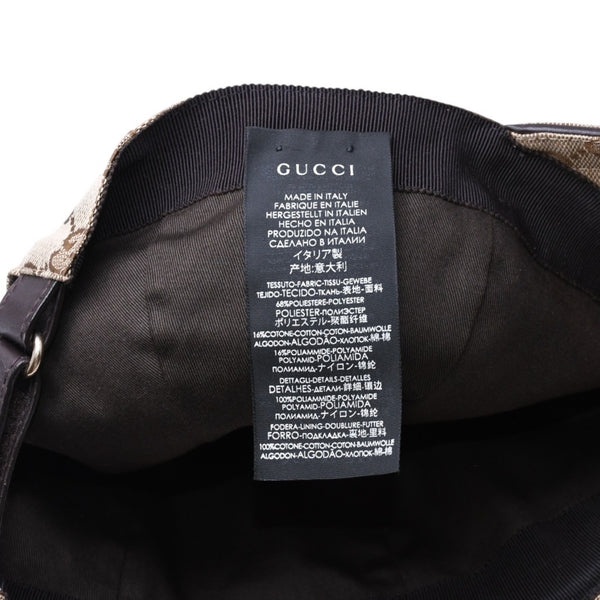 極美品 GUCCI グッチ GGキャンバス ベースボールキャップ 200035 シェリーライン サイズM ベージュ シルバー金具 中古 4a006884