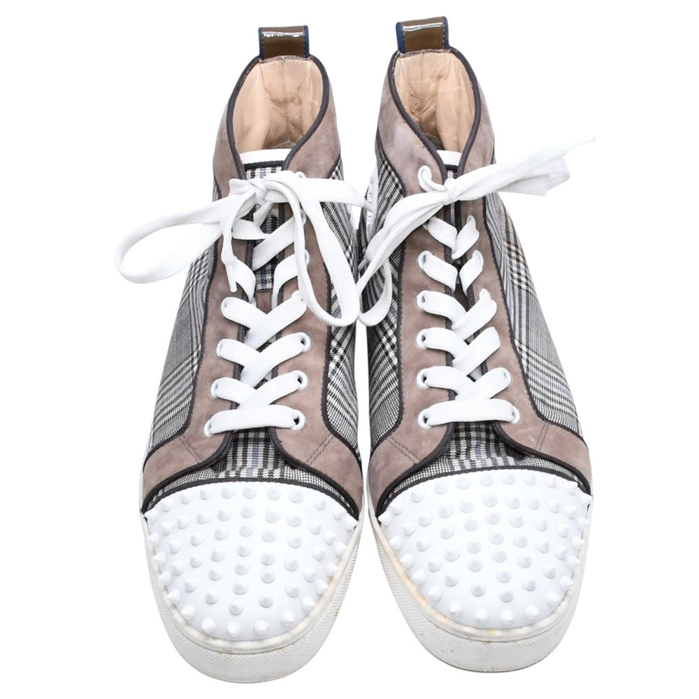 CHRISTIAN LOUBOUTIN クリスチャンルブタン ルイハイカットスニーカー ブラウンチェック柄 スエード エナメル キャンバス サイズ44 良品 中古 4a006537