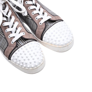 CHRISTIAN LOUBOUTIN クリスチャンルブタン ルイハイカットスニーカー ブラウンチェック柄 スエード エナメル キャンバス サイズ44 良品 中古 4a006537
