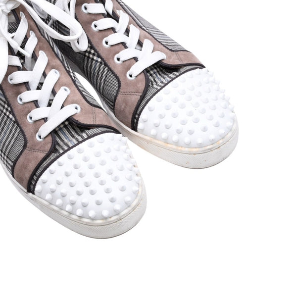 CHRISTIAN LOUBOUTIN クリスチャンルブタン ルイハイカットスニーカー ブラウンチェック柄 スエード エナメル キャンバス サイズ44 良品 中古 4a006537