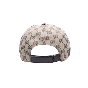 極美品 GUCCI グッチ GGキャンバス ベースボールキャップ 200035 シェリーライン サイズM ベージュ シルバー金具 中古 4a006884