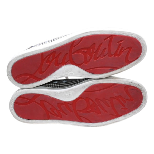 CHRISTIAN LOUBOUTIN クリスチャンルブタン ルイハイカットスニーカー ブラウンチェック柄 スエード エナメル キャンバス サイズ44 良品 中古 4a006537