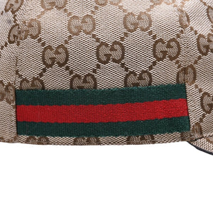 極美品 GUCCI グッチ GGキャンバス ベースボールキャップ 200035 シェリーライン サイズM ベージュ シルバー金具 中古 4a006884