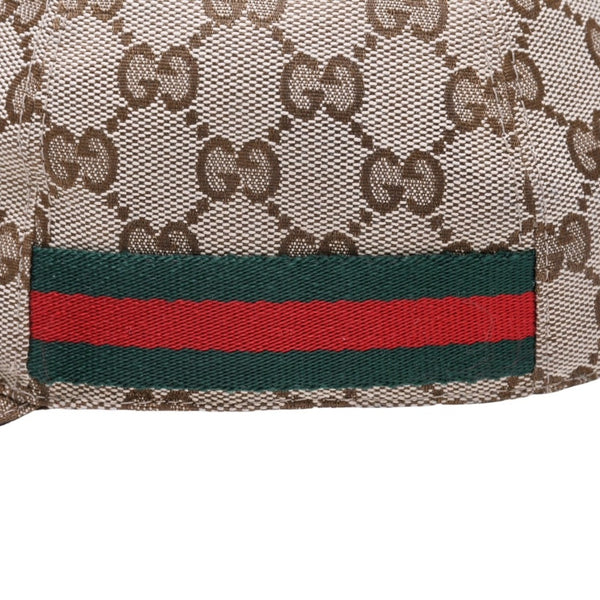極美品 GUCCI グッチ GGキャンバス ベースボールキャップ 200035 シェリーライン サイズM ベージュ シルバー金具 中古 4a006884