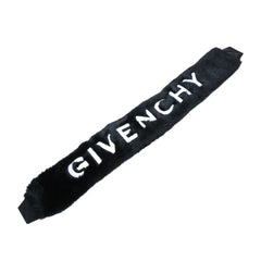 新品同様 Givenchy ジバンシー ファー ストラップカバー BB6048B0AJ モダクリルファー レザー ブラック ホワイト ロゴ刺繍 中古 4a006650