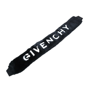 新品同様 Givenchy ジバンシー ファー ストラップカバー BB6048B0AJ モダクリルファー レザー ブラック ホワイト ロゴ刺繍 中古 4a006650