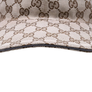 極美品 GUCCI グッチ GGキャンバス ベースボールキャップ 200035 シェリーライン サイズM ベージュ シルバー金具 中古 4a006884