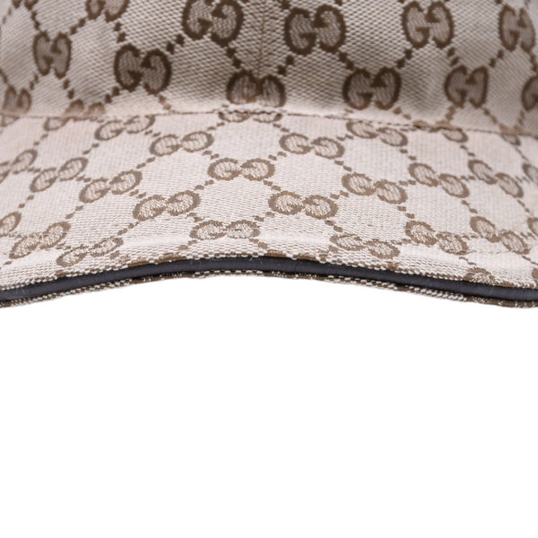 極美品 GUCCI グッチ GGキャンバス ベースボールキャップ 200035 シェリーライン サイズM ベージュ シルバー金具 中古 4a006884