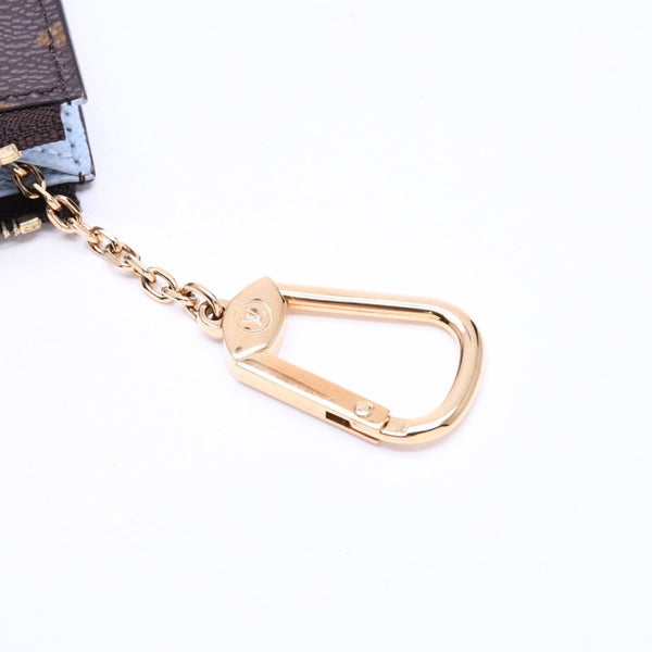 極美品 LOUIS VUITTON ルイヴィトン ポルト クレ ノア コインケース 小銭入れ M83612 モノグラム ブラウン ライトブルー 中古 4a007120