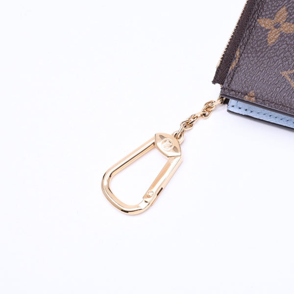 極美品 LOUIS VUITTON ルイヴィトン ポルト クレ ノア コインケース 小銭入れ M83612 モノグラム ブラウン ライトブルー 中古 4a007120