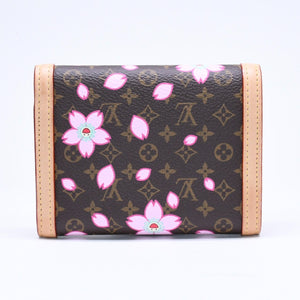 新品同様 LOUIS VUITTON ルイヴィトン ポルトフォイユ ヴィクトリーヌ 三つ折り財布 M13427 モノグラム チェリーブロッサム 村上隆 中古 4a007022