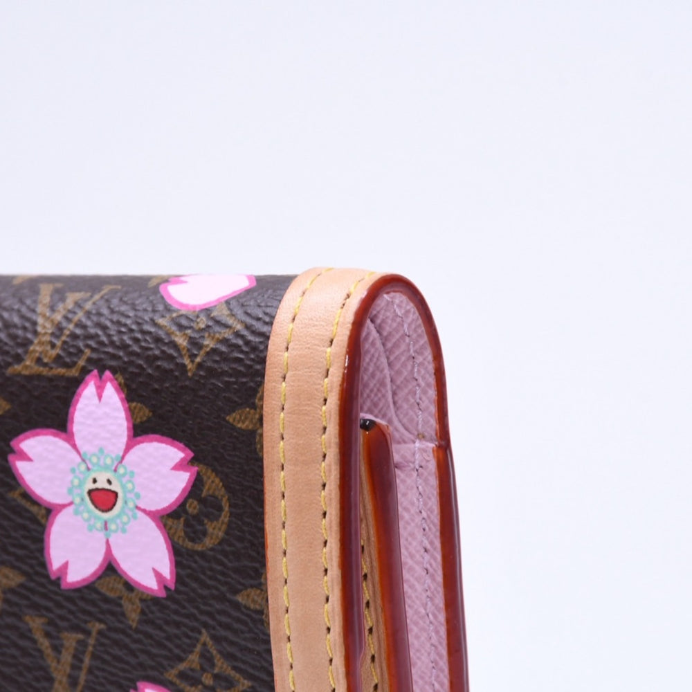 新品同様 LOUIS VUITTON ルイヴィトン ポルトフォイユ ヴィクトリーヌ 三つ折り財布 M13427 モノグラム チェリーブロッサム 村上隆 中古 4a007022