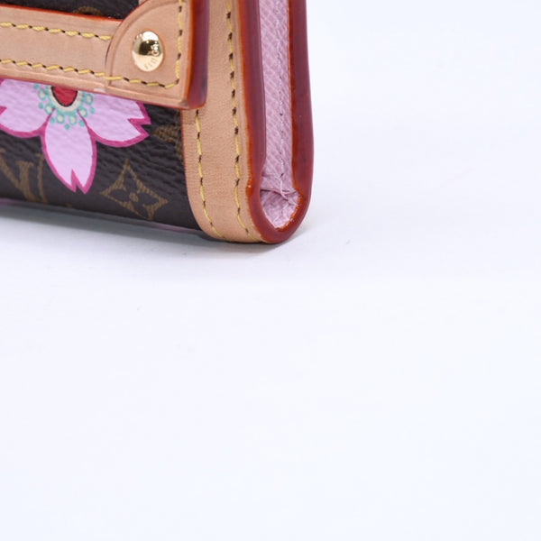 新品同様 LOUIS VUITTON ルイヴィトン ポルトフォイユ ヴィクトリーヌ 三つ折り財布 M13427 モノグラム チェリーブロッサム 村上隆 中古 4a007022