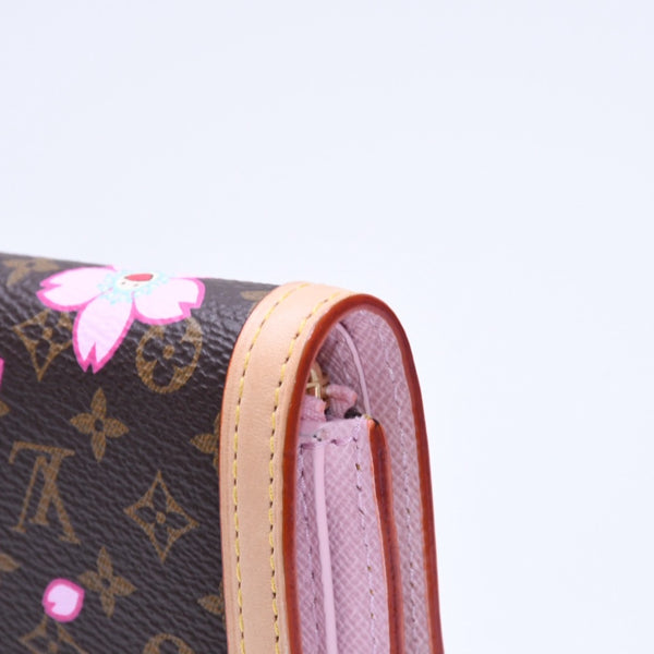 新品同様 LOUIS VUITTON ルイヴィトン ポルトフォイユ ヴィクトリーヌ 三つ折り財布 M13427 モノグラム チェリーブロッサム 村上隆 中古 4a007022