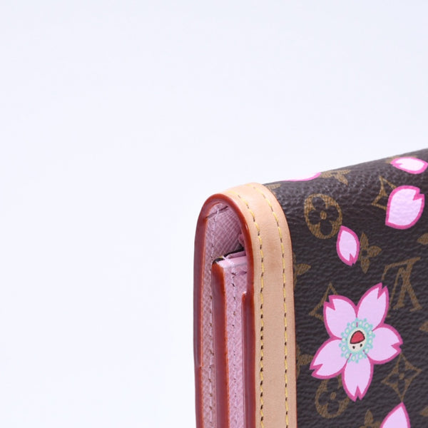 新品同様 LOUIS VUITTON ルイヴィトン ポルトフォイユ ヴィクトリーヌ 三つ折り財布 M13427 モノグラム チェリーブロッサム 村上隆 中古 4a007022