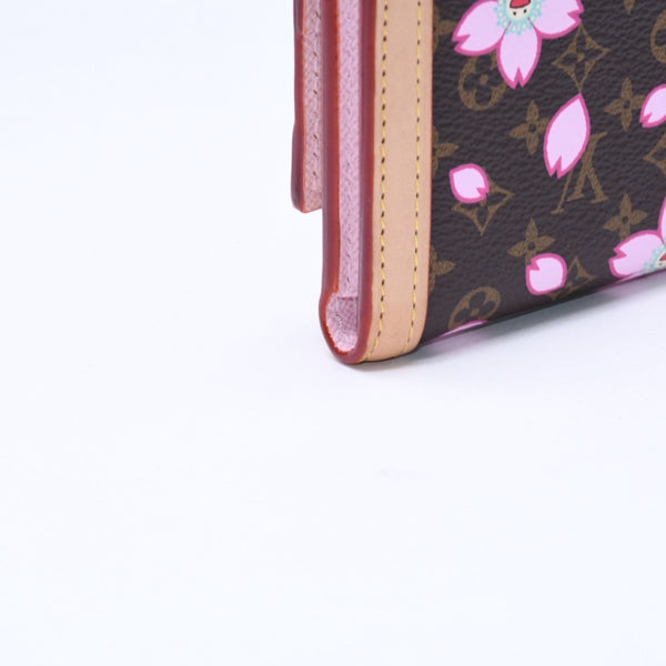 新品同様 LOUIS VUITTON ルイヴィトン ポルトフォイユ ヴィクトリーヌ 三つ折り財布 M13427 モノグラム チェリーブロッサム 村上隆 中古 4a007022