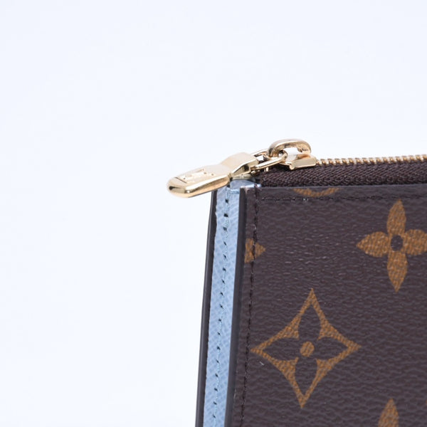 極美品 LOUIS VUITTON ルイヴィトン ポルト クレ ノア コインケース 小銭入れ M83612 モノグラム ブラウン ライトブルー 中古 4a007120