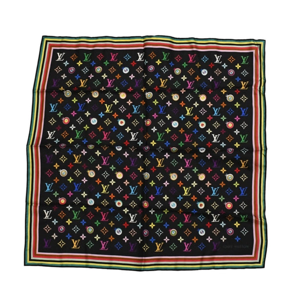 極美品 LOUIS VUITTON ルイヴィトン アイ ラブ モノグラム スカーフ モノグラム マルチカラー ノワール ブラック M71916 中古 4a006885
