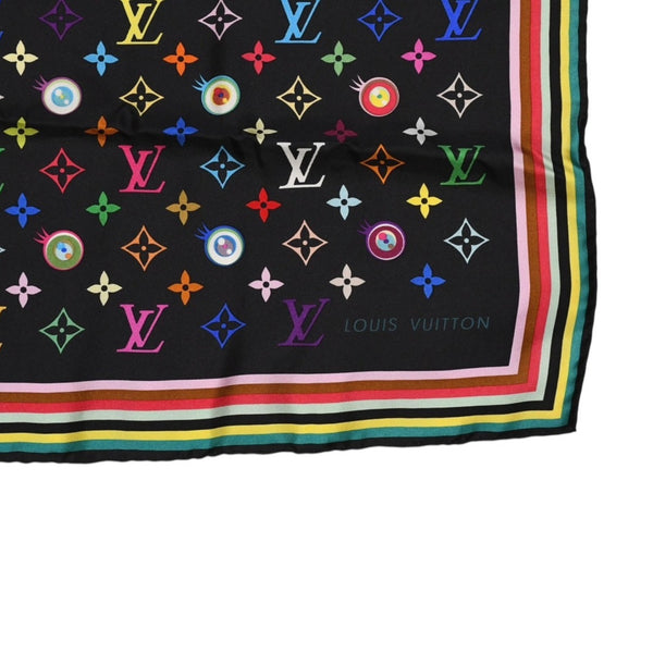 極美品 LOUIS VUITTON ルイヴィトン アイ ラブ モノグラム スカーフ モノグラム マルチカラー ノワール ブラック M71916 中古 4a006885