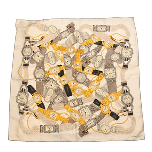 Cartier カルティエ must de Cartier スカーフ ヘアバンド 時計柄 タンク リボン アクセサリー 美品 中古 4a006204