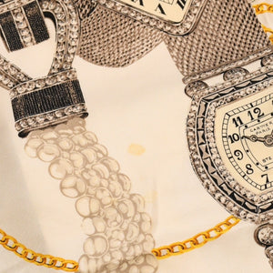 Cartier カルティエ must de Cartier スカーフ ヘアバンド 時計柄 タンク リボン アクセサリー 美品 中古 4a006204