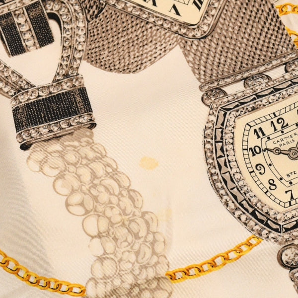 Cartier カルティエ must de Cartier スカーフ ヘアバンド 時計柄 タンク リボン アクセサリー 美品 中古 4a006204