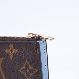 極美品 LOUIS VUITTON ルイヴィトン ポルト クレ ノア コインケース 小銭入れ M83612 モノグラム ブラウン ライトブルー 中古 4a007120