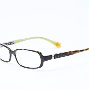 極美品 CHROME HEARTS クロムハーツ SPREAD 伊達メガネ アイウェア サイズ52□15-133 CHクロス装飾 べっ甲カラー グリーン 中古 4a006891