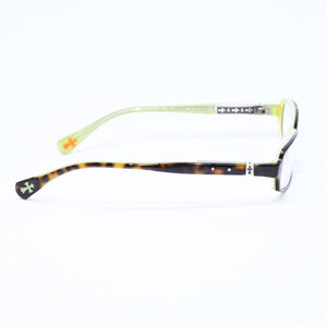 極美品 CHROME HEARTS クロムハーツ SPREAD 伊達メガネ アイウェア サイズ52□15-133 CHクロス装飾 べっ甲カラー グリーン 中古 4a006891