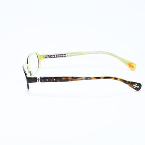 極美品 CHROME HEARTS クロムハーツ SPREAD 伊達メガネ アイウェア サイズ52□15-133 CHクロス装飾 べっ甲カラー グリーン 中古 4a006891