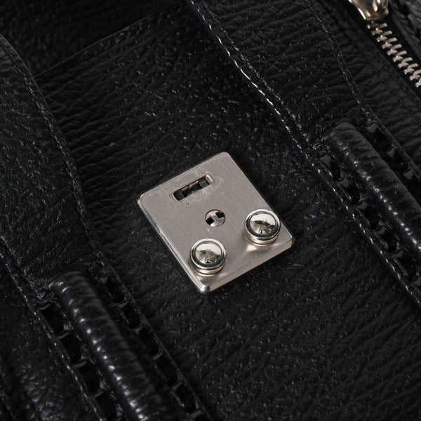 3.1 Phillip Lim フィリップ リム サッチェル ミニサイズ 2WAY ハンドバッグ ショルダーバッグ ブラックレザー シルバー金具 AP17-0226WSK 美品 中古 4a006893