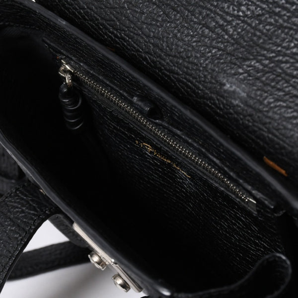 3.1 Phillip Lim フィリップ リム サッチェル ミニサイズ 2WAY ハンドバッグ ショルダーバッグ ブラックレザー シルバー金具 AP17-0226WSK 美品 中古 4a006893